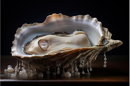 Rough Oyster open shell. Generate Ai, a Food & Drink Photo by Ylivdesign