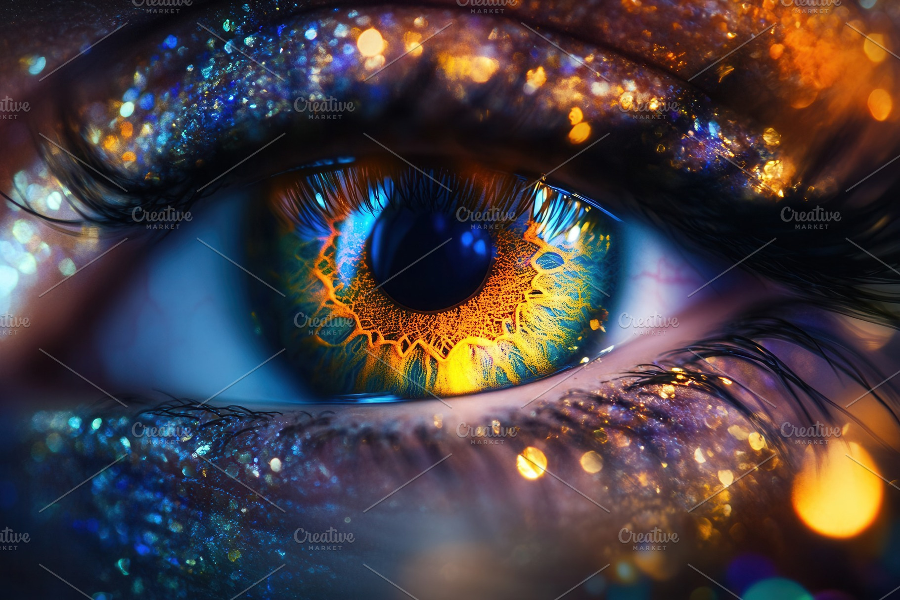 Vibrant blue and brown eye colors, a Photo by Pavel_design