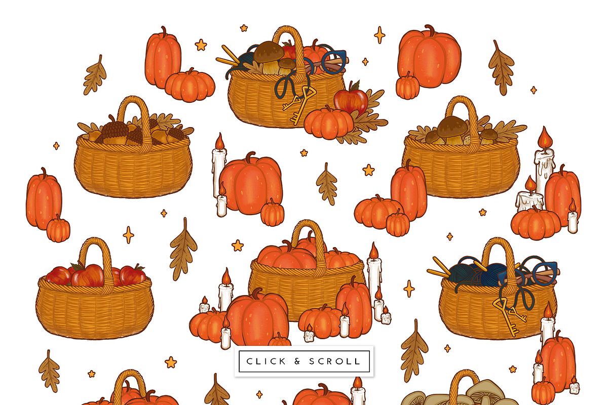 Autumn - seamless pattern & clipart, a Seasonal Illustration by Liiafis (Photo 3 of 13)