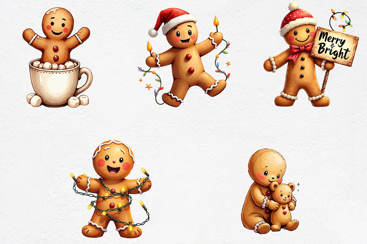 Cute Christmas Gingerbread Man Clipa, an Illustration by CrexoraLab (Photo 5 of 5)