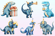Watercolor Blue Dinosaur Birthday, a Graphic by CitraGraphics (Thumbnail 2 of 4)