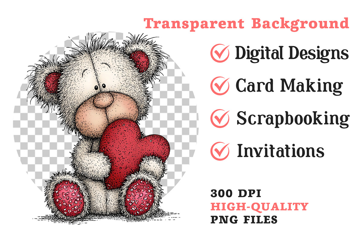 Valentine's Teddy Bear Clipart, an Illustration by Dream Creation (Photo 8 of 8)