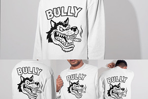 BULLY Wolf Head T-Shirt Design, an Object Graphic by Ahluva Studio