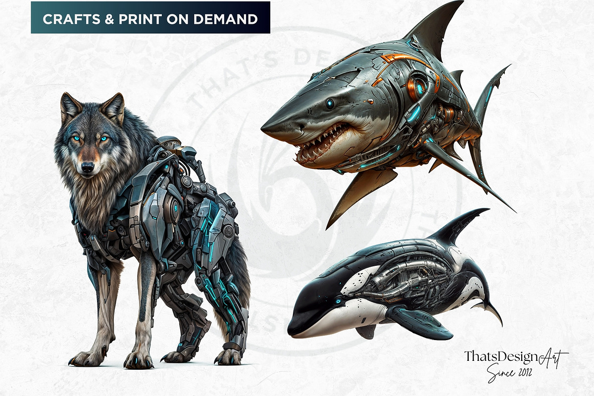 Cybernetic Animals Clipart Set, an Animal Illustration by ThatsDesignArt (Photo 4 of 10)
