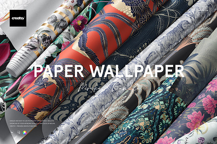 Paper Wallpaper Mockup Bundle, a Merchandise Mockup by creatsy5