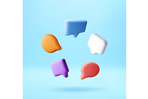 Colorful 3d speech bubbles arranged, a Technology Illustration by Abscent