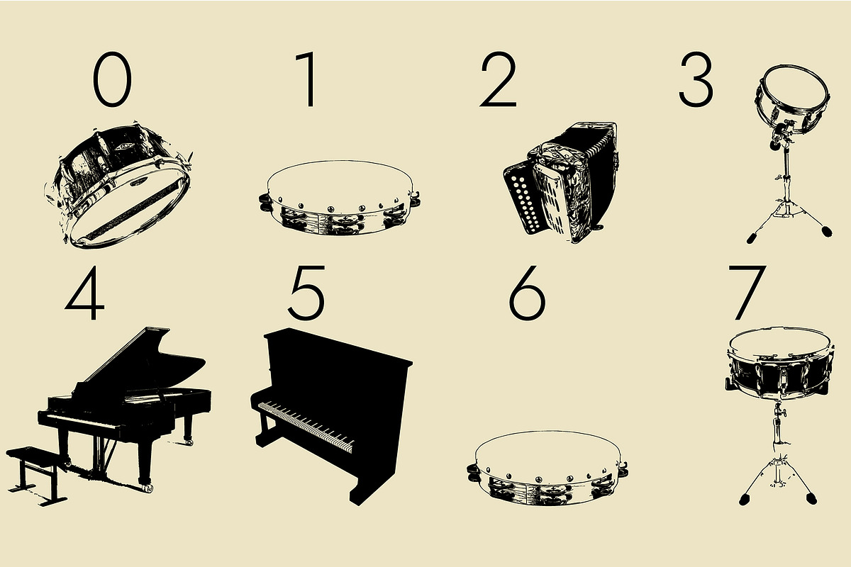 Music Instruments Dingbats Font, a Symbol Font by Minimalartstudio (Photo 7 of 8)