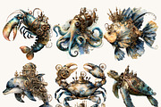 Underwater Sea Steampunk Animals, an Animal Illustration by Design Scotch (Thumbnail 5 of 10)