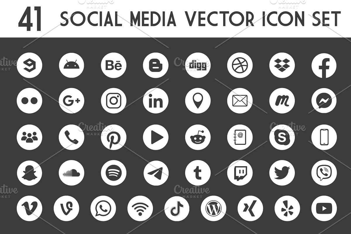 41 Icons Social Media Vector pack, an Icon by FourLeafLover (Photo 4 of 6)