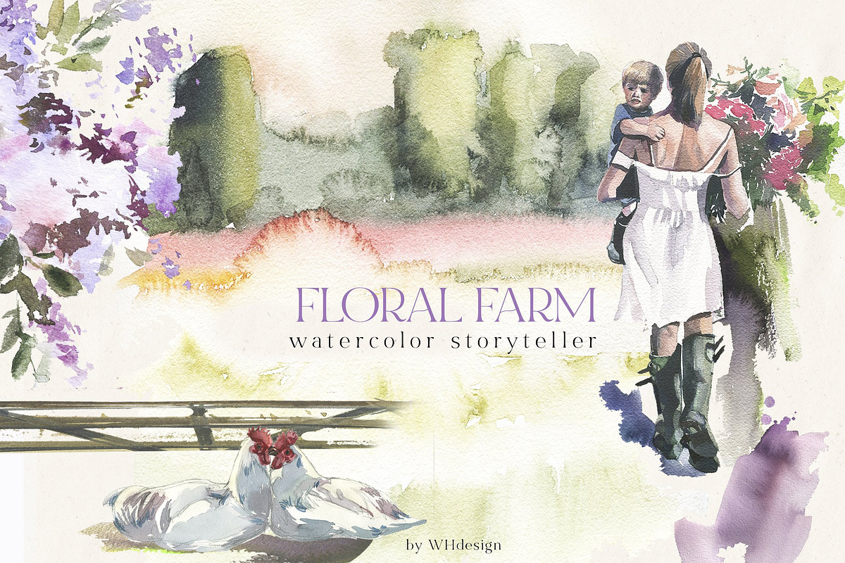 Watercolor Floral Bundle 90 in1, an Animal Illustration by whiteheartdesign (Photo 15 of 50)
