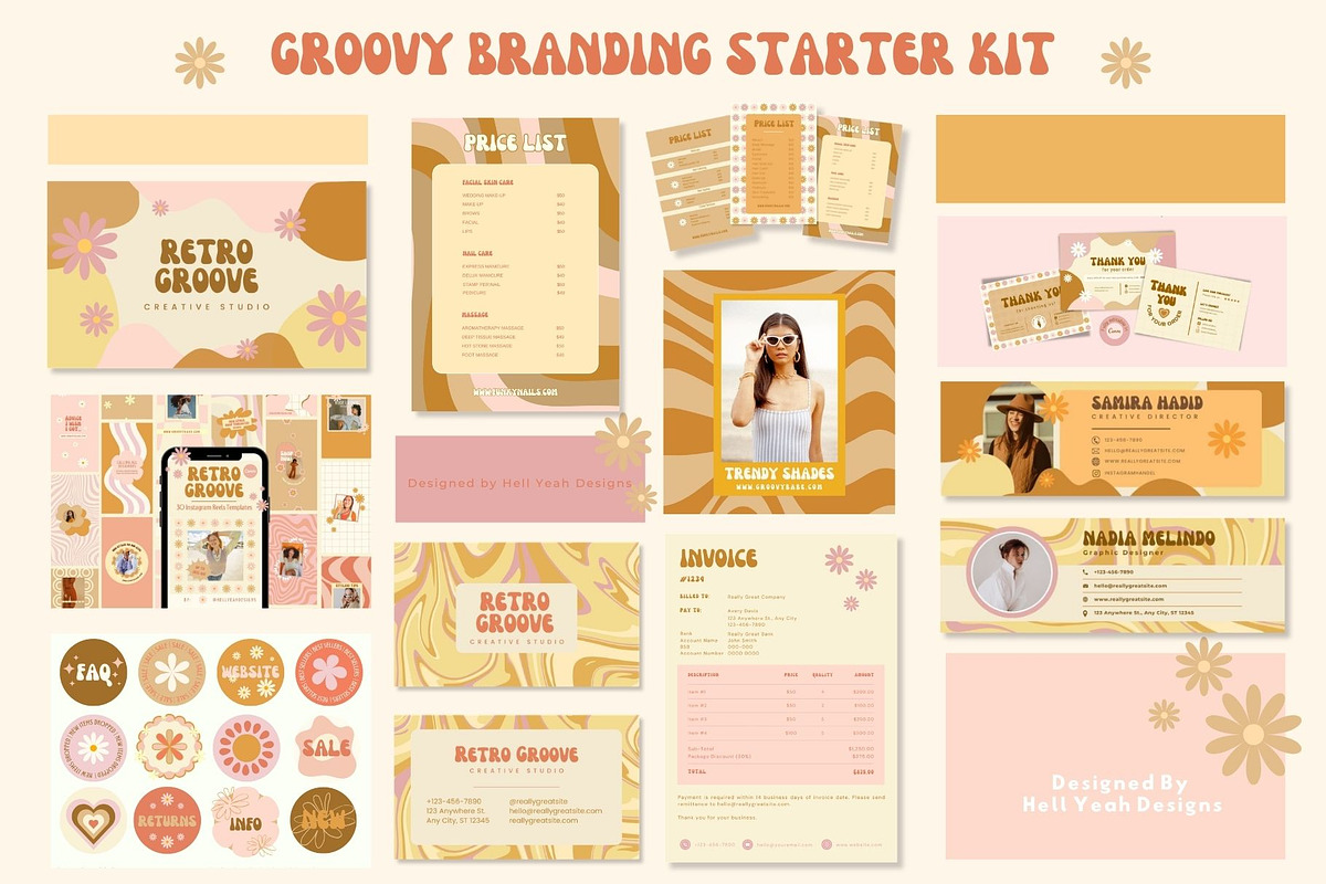 Retro Groove Branding Starter Kit, a Branding & Logo Template by Hell Yeah Designs (Photo 2 of 15)