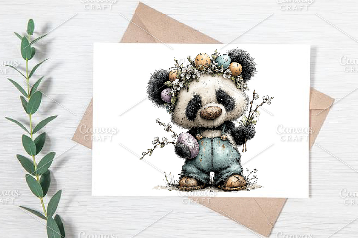 Whimsical Easter Panda Clipart PNG, an Illustration by Canvas Craft (Photo 7 of 7)