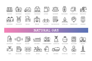 Set of natural gas line icons, an Icon by Tettygreen