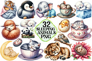 Sleeping Baby Animals, an Illustration by Pixels.Craft (Thumbnail 1 of 7)