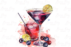 Watercolor Cocktail & Drinks Clipart