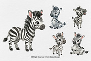 15 Bundle Watercolor Cute Zebra Wild, an Animal Illustration by Morspective (Thumbnail 5 of 8)