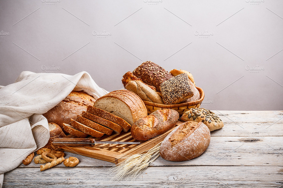 Mix Of Bread Featuring Background Baked And Basket