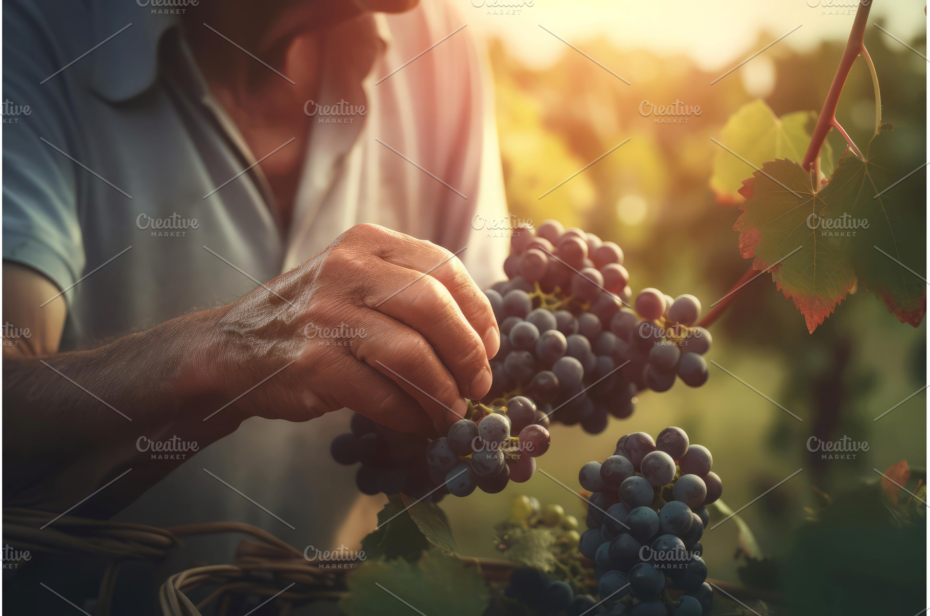 Picking grape harvest farm. Generate, a Person Photo by Ylivdesign