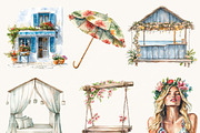 Hibiscus Beach Vacation Clipart, a Person Illustration by BusyDaydesign (Thumbnail 3 of 9)