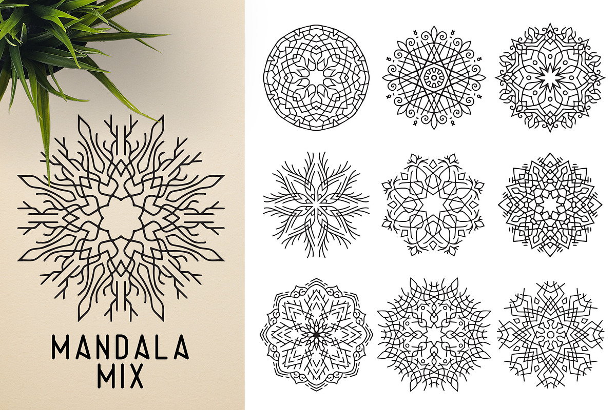 300 Vector Mandala Ornaments, a Decorative Illustration by pixaroma (Photo 32 of 49)