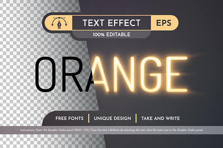 Orange - Editable Text Effect, a Layer Style Add-On by rwgusev