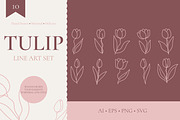 TULIP LINE ART, a Decorative Illustration by OREHOVKA (Thumbnail 1 of 4)