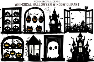 Quirky Halloween Window Clipart, an Illustration by designcity5