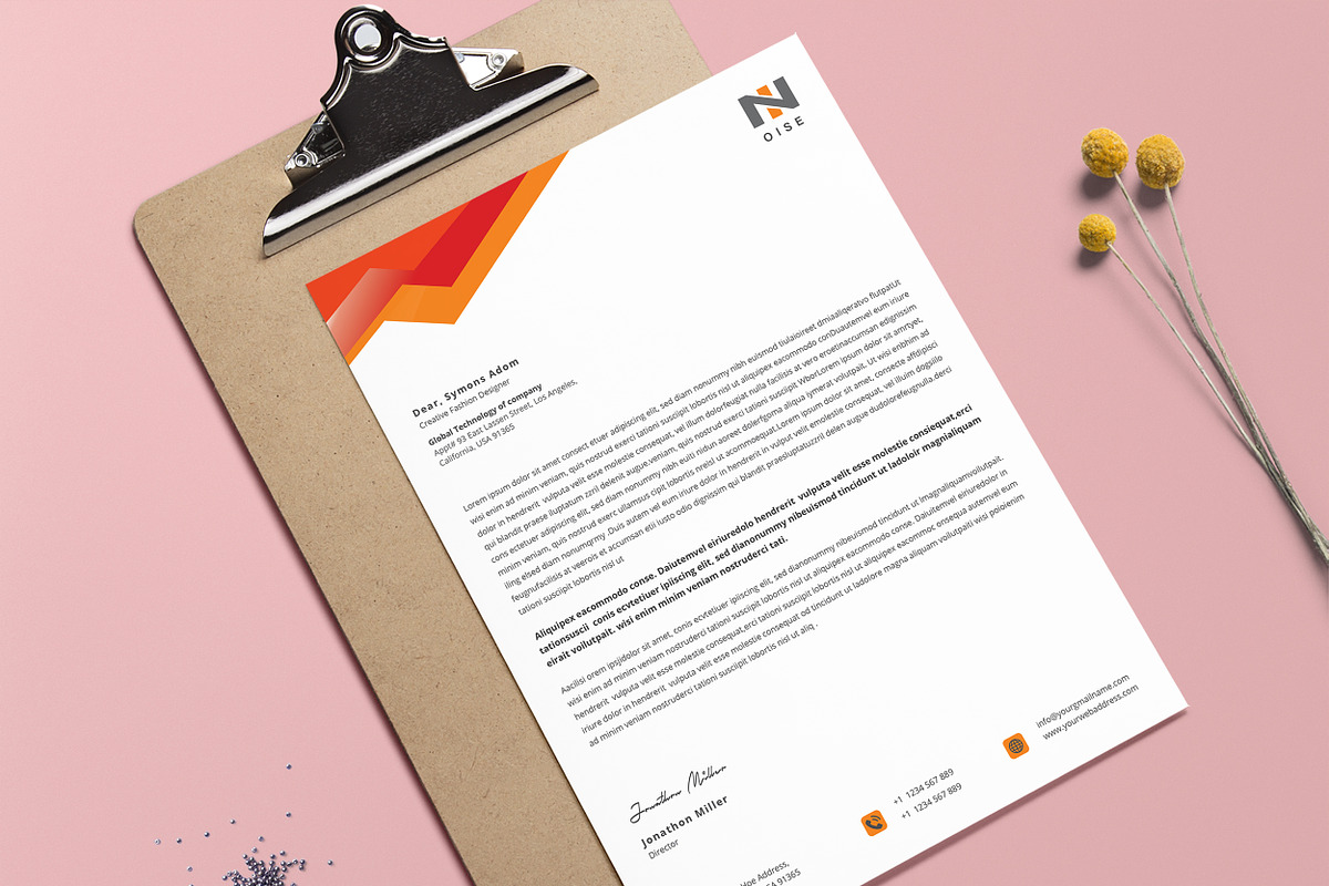Letterhead Word Template, a Stationery Template by ResumeDevisers (Photo 7 of 8)