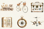 Antique Ivory Travel Clipart, an Illustration by OK Design (Thumbnail 5 of 5)