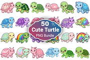 Cute Turtle Clipart, an Animal Illustration by Forhadx5 (Thumbnail 1 of 6)