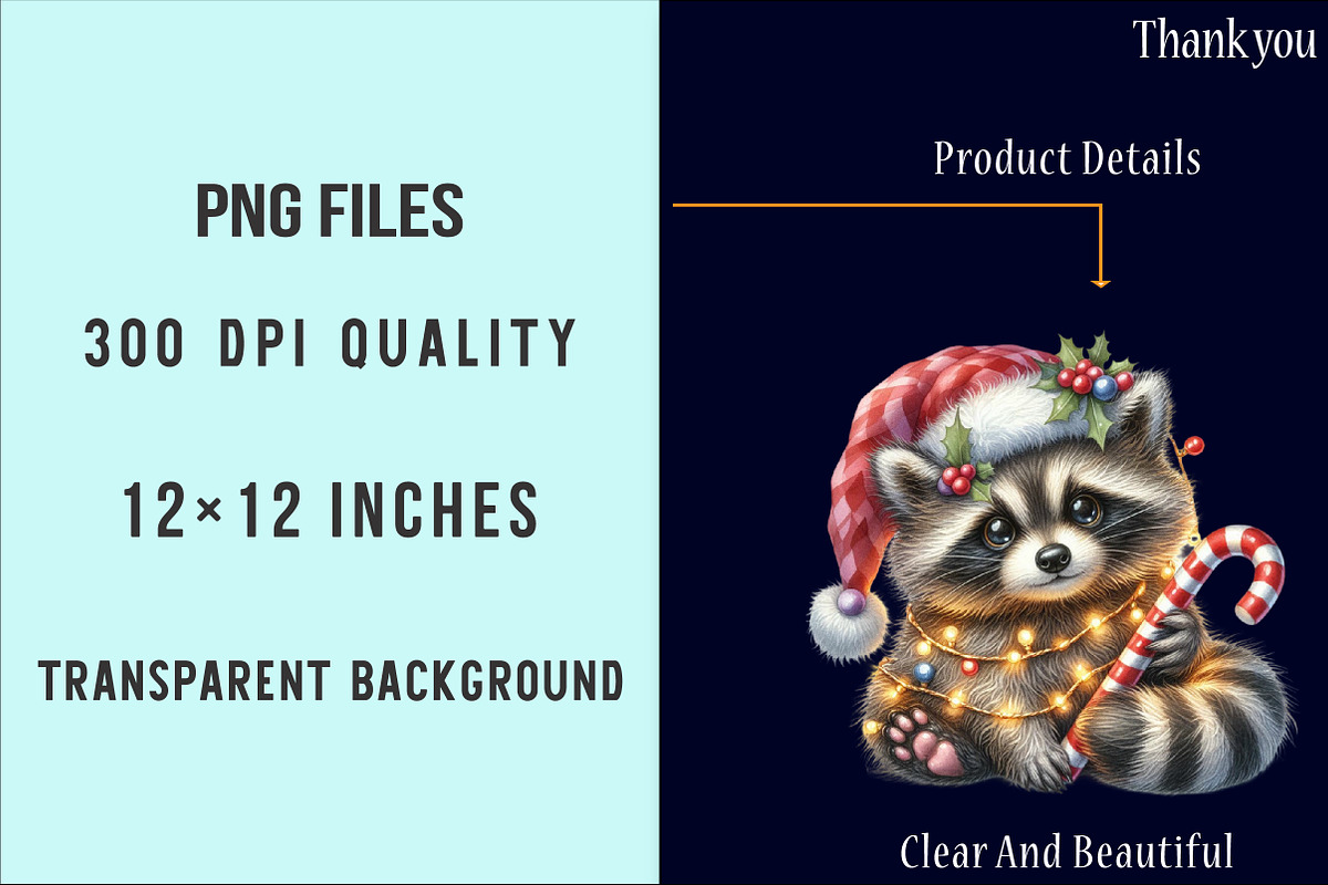 Christmas Racoon Clipart Bundle, an Illustration by SinaCreation (Photo 6 of 7)