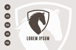 Stylized Horse Head Shield Logo, a Branding & Logo Template by Saba Vector