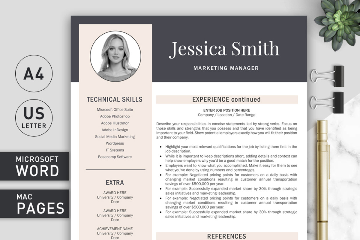 Resume Template with Photo / CV, a Resume Template by Klamp Studio (Photo 2 of 9)