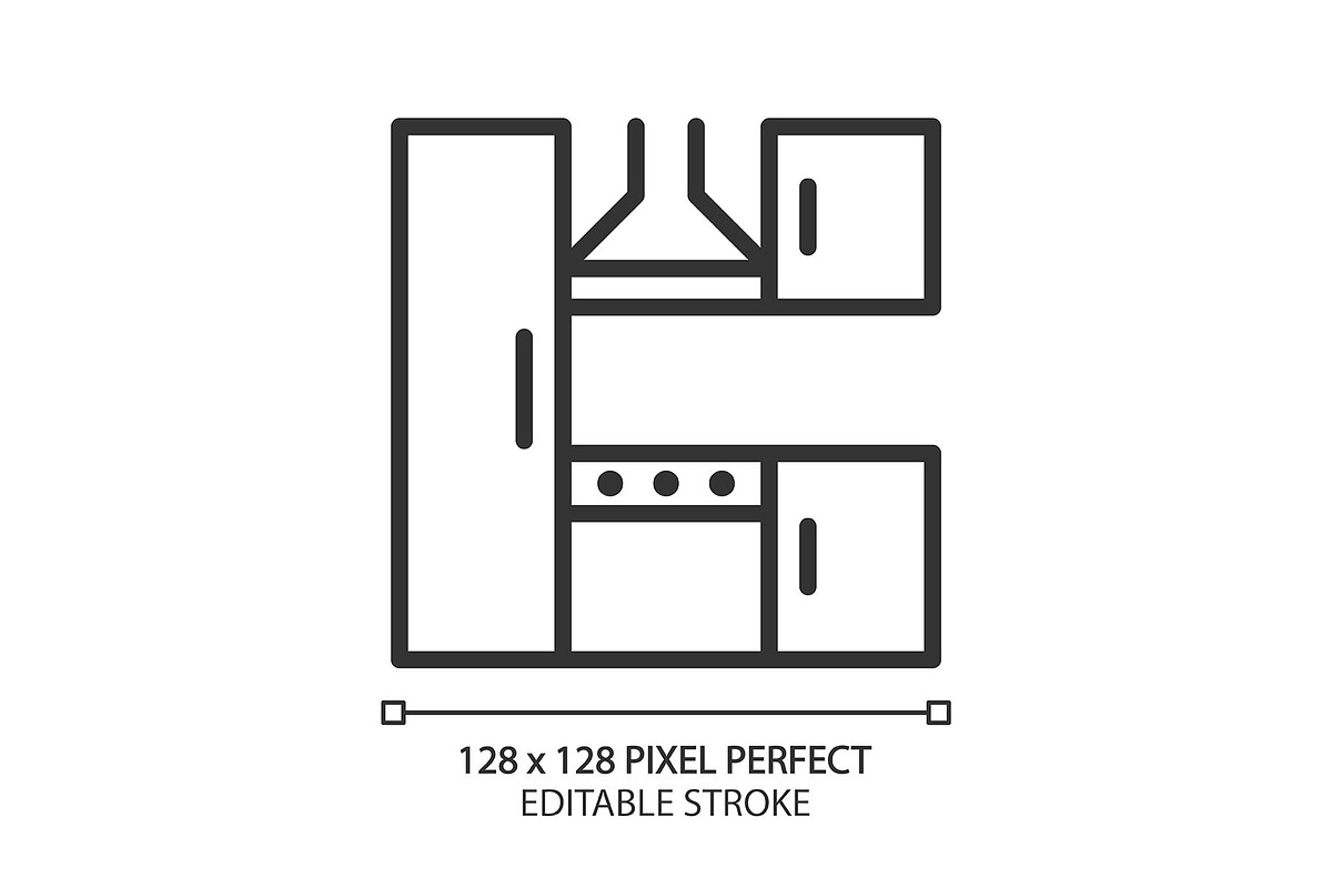 Kitchen set pixel perfect linear, an Icon by IMG Visuals
