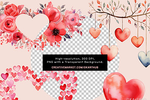 Watercolor Valentine Heart Clipart