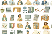 Office Workers and Workplace Items, an Object Graphic by RT Studio (Thumbnail 4 of 4)