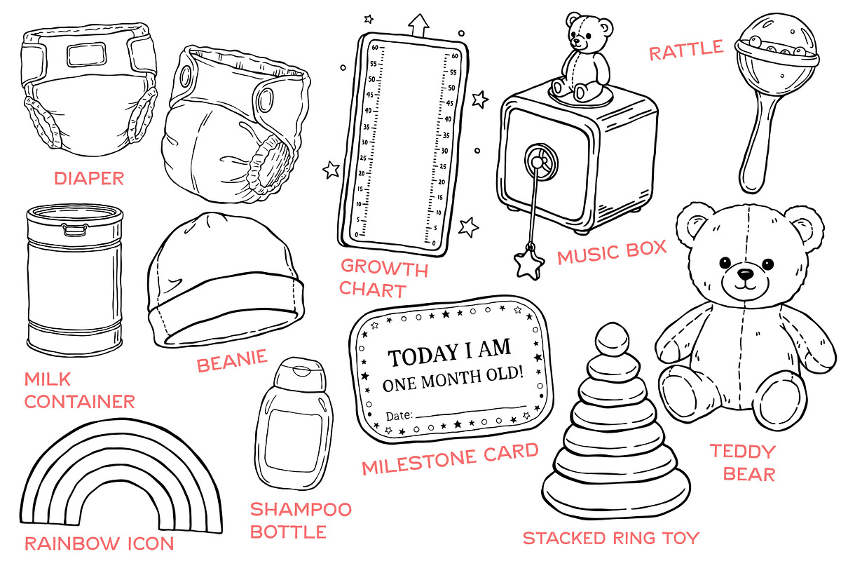 Baby Nursery Hand-Drawn Element, an Illustration by Tekuni (Photo 5 of 8)