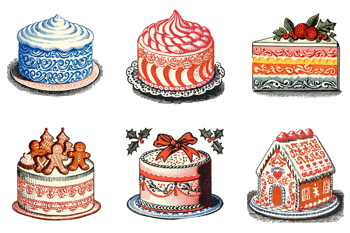 Cute Christmas Cake Clipart Bundle, an Illustration by DreamArtGraphic (Photo 3 of 5)