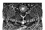 50 Mystical Galaxy Forest Silhouette, a Technology Illustration by Amazin_art (Thumbnail 23 of 34)