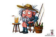 Quirky Old Fisherman Clipart PNG, a Graphic by Clipart Bloom (Thumbnail 4 of 13)