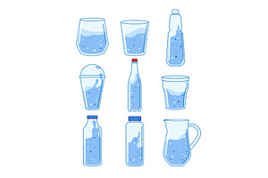 Water drinking containers assortment, a Food Illustration by pikepicture