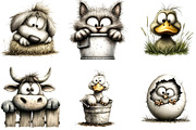 Whismical Peeking Farm Animals PNG, a Seasonal Illustration by Designking (Thumbnail 3 of 4)