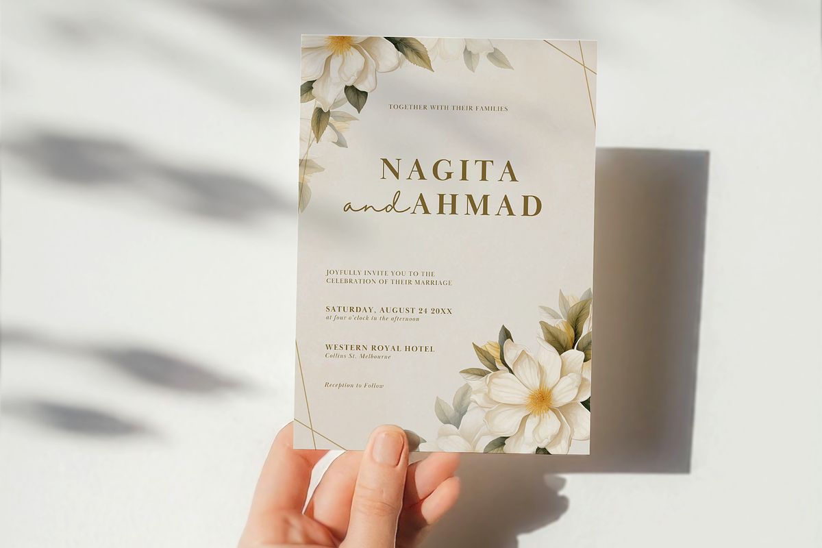 Floral Wedding Invitation Card Canva, an Invitation Template by kin9candra (Photo 3 of 8)