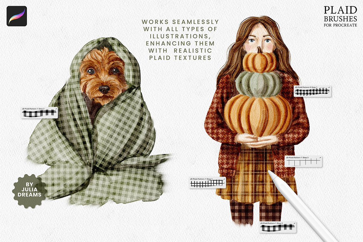 Plaid Effects Brushes Procreate, a Brush Add-On by Julia Dreams (Photo 6 of 6)
