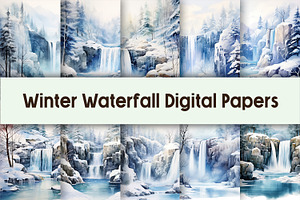 Winter Waterfall Digital Papers