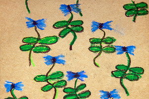 Pastel Childlike Blue Flower Pattern