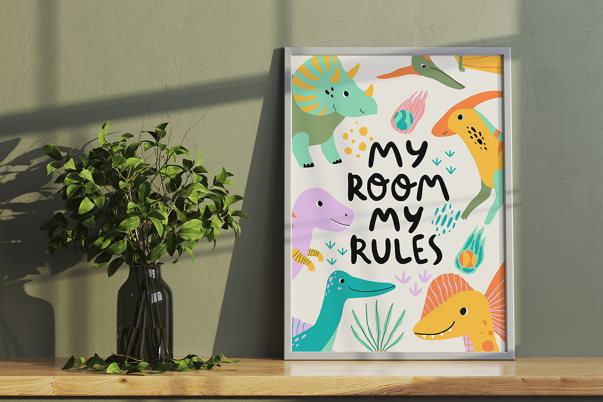 Dino illustration Patterns Posters, an Animal Illustration by OxanaTally (Photo 10 of 14)