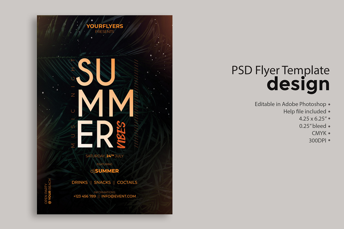 Summer Music Party PSD Flyer, a Flyer Template by Naim Selmani (Photo 1 of 3)