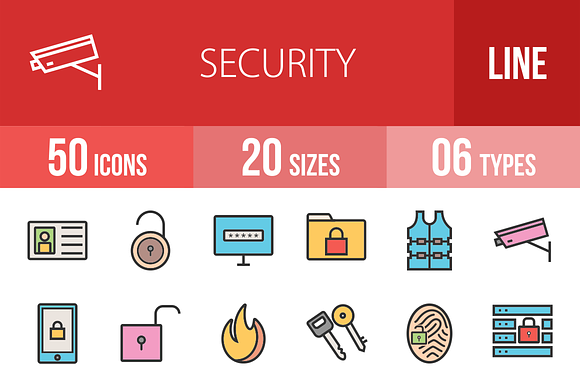 50 Security Line Filled Icons preview 4