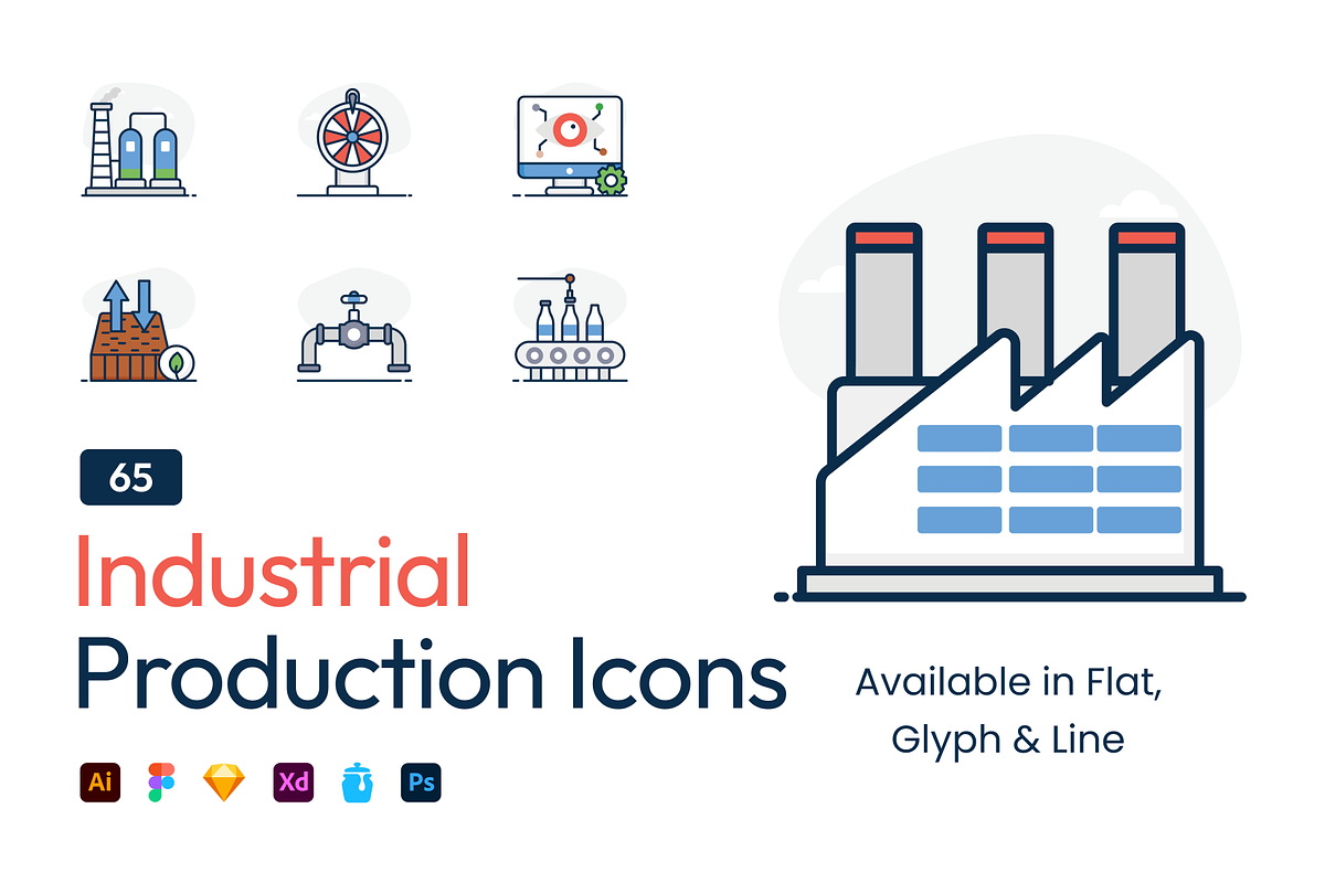 Industrial Production Icons, an Object Illustration by Brickclay (Photo 1 of 7)